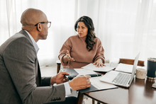 Tax advisor talking with a client